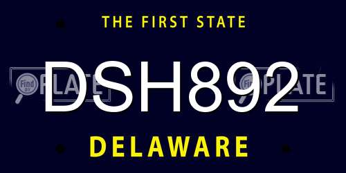 DSH892 Delaware License Plate