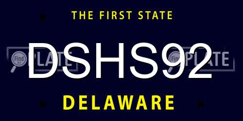DSHS92 Delaware License Plate