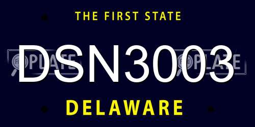 DSN3003 Delaware License Plate