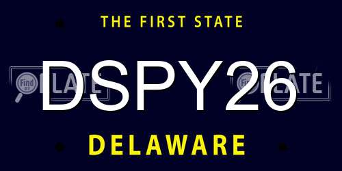 DSPY26 Delaware License Plate