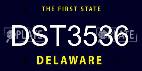 DST3536 Delaware License Plate