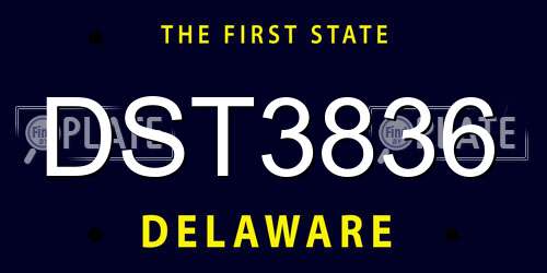 DST3836 Delaware License Plate