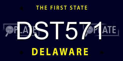 DST571 Delaware License Plate