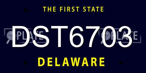 DST6703 Delaware License Plate
