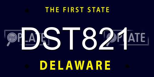 DST821 Delaware License Plate