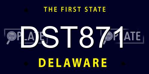 DST871 Delaware License Plate