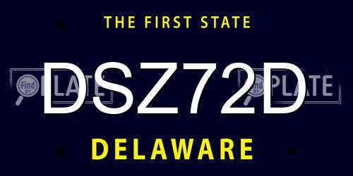 DSZ72D Delaware License Plate