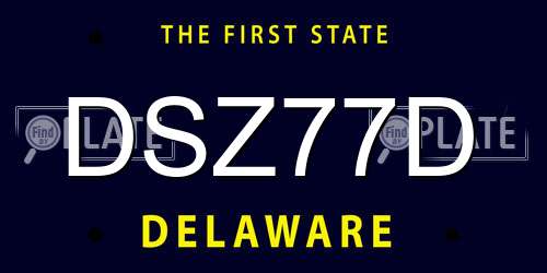 DSZ77D Delaware License Plate