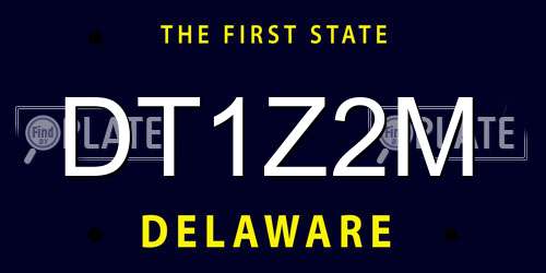 DT1Z2M Delaware License Plate