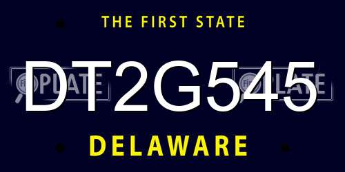 DT2G545 Delaware License Plate