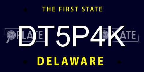 DT5P4K Delaware License Plate