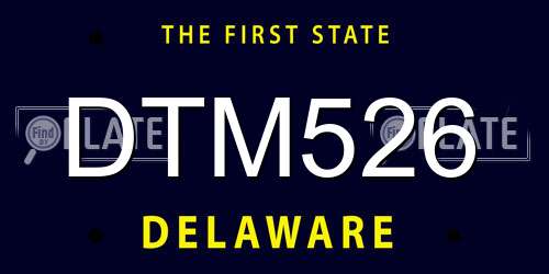 DTM526 Delaware License Plate