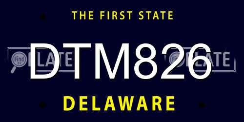 DTM826 Delaware License Plate