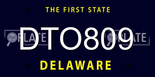 DTO809 Delaware License Plate