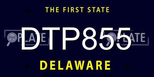 DTP855 Delaware License Plate