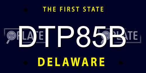 DTP85B Delaware License Plate