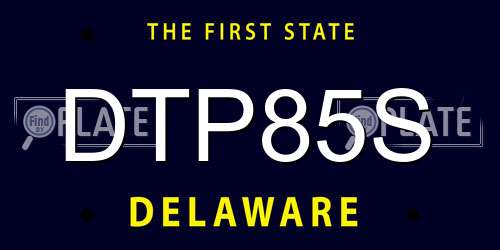 DTP85S Delaware License Plate