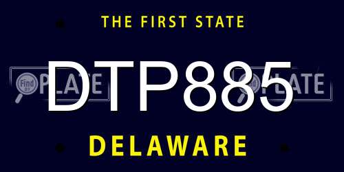 DTP885 Delaware License Plate