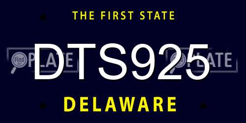 DTS925 Delaware License Plate