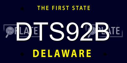 DTS92B Delaware License Plate