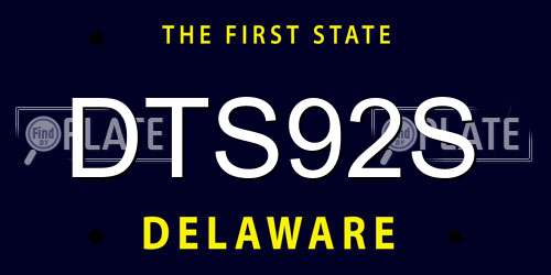 DTS92S Delaware License Plate