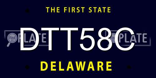 DTT58C Delaware License Plate
