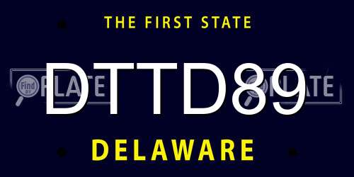 DTTD89 Delaware License Plate