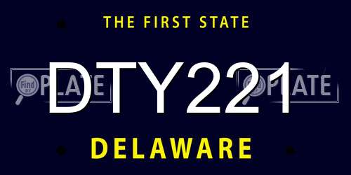 DTY221 Delaware License Plate