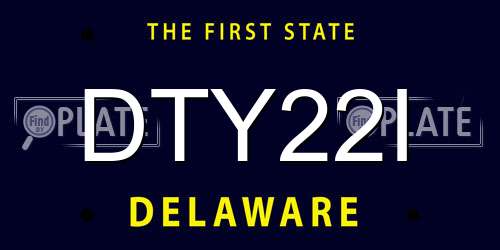 DTY22I Delaware License Plate
