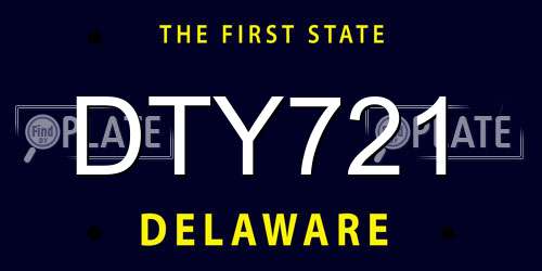 DTY721 Delaware License Plate