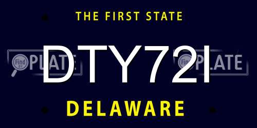 DTY72I Delaware License Plate