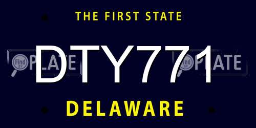 DTY771 Delaware License Plate