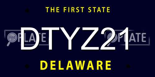 DTYZ21 Delaware License Plate