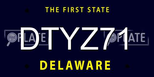 DTYZ71 Delaware License Plate
