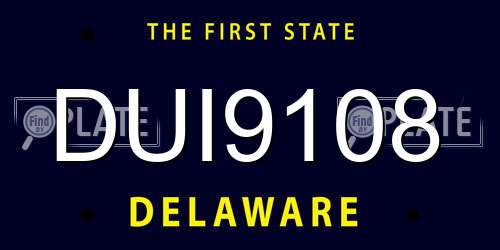 DUI9108 Delaware License Plate