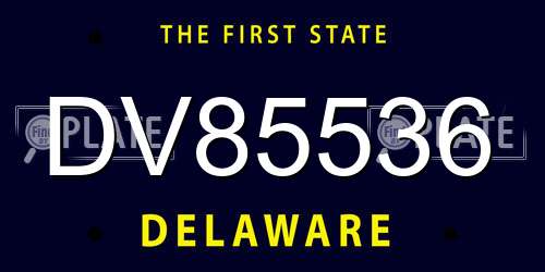 DV85536 Delaware License Plate