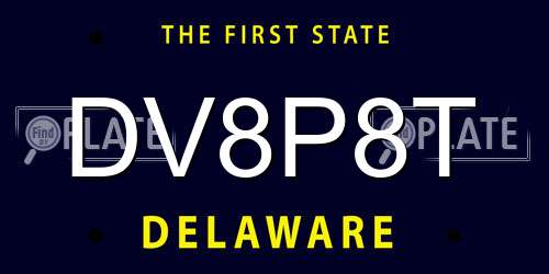 DV8P8T Delaware License Plate