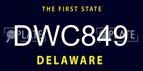DWC849 Delaware License Plate