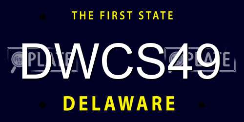 DWCS49 Delaware License Plate