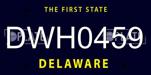 DWH0459 Delaware License Plate