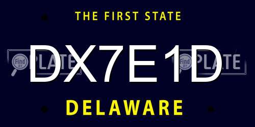 DX7E1D Delaware License Plate