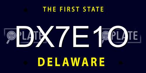DX7E1O Delaware License Plate