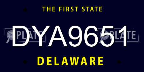 DYA9651 Delaware License Plate