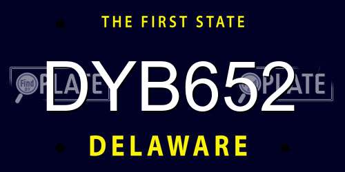 DYB652 Delaware License Plate