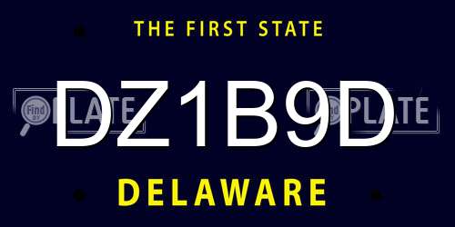 DZ1B9D Delaware License Plate