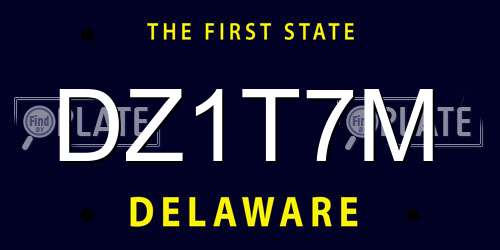 DZ1T7M Delaware License Plate