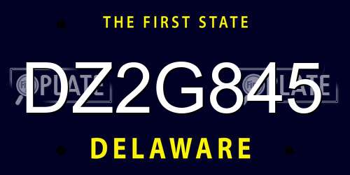 DZ2G845 Delaware License Plate