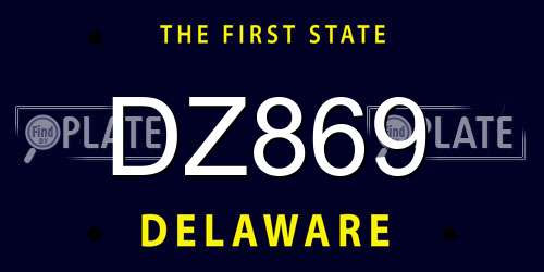 DZ869 Delaware License Plate