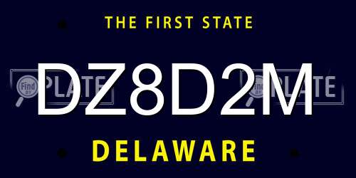 DZ8D2M Delaware License Plate