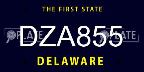 DZA855 Delaware License Plate